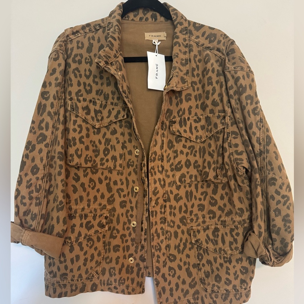 NWT Frame Denim Tan Leopard Print Jacket